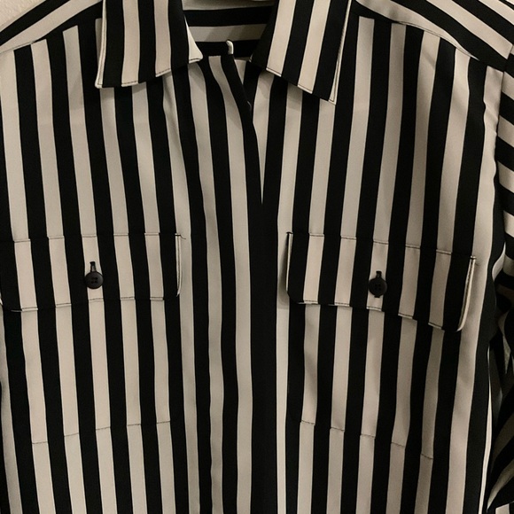 Vintage Yves St. Clair Button Up Blouse Black & Tan Striped Top Women’s Size 10 - Picture 3 of 14
